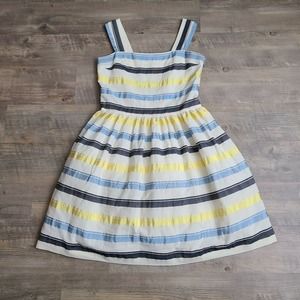 Jane Marple Dans Le Salon Dress Size M Striped Wide Strap Fit & Flare Spring